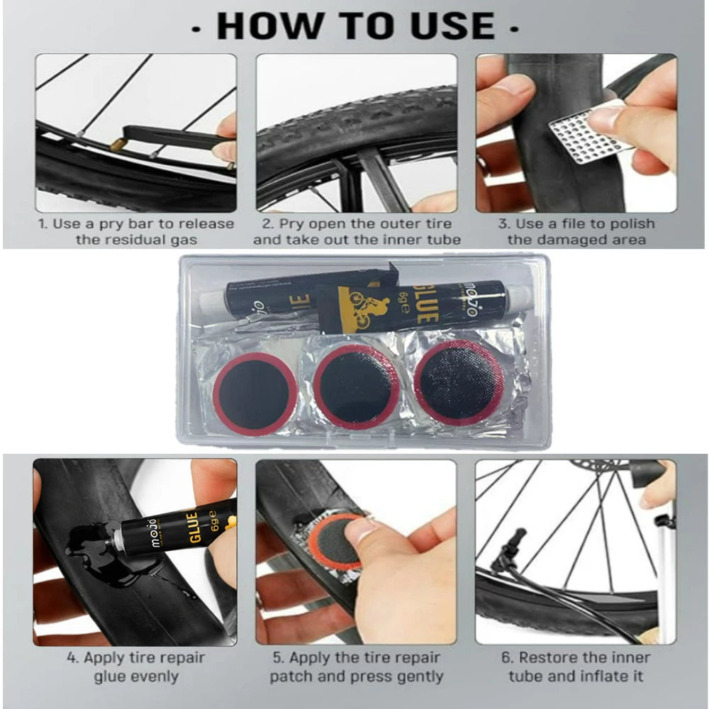 Universal Bicycle Tire Puncture Repair Kit - 4