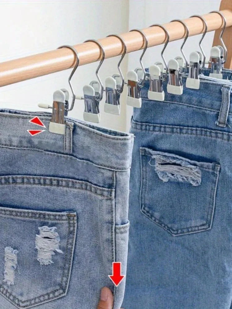 Portable Stainless Steel Laundry Hanger Clips for Closet Organization - 7