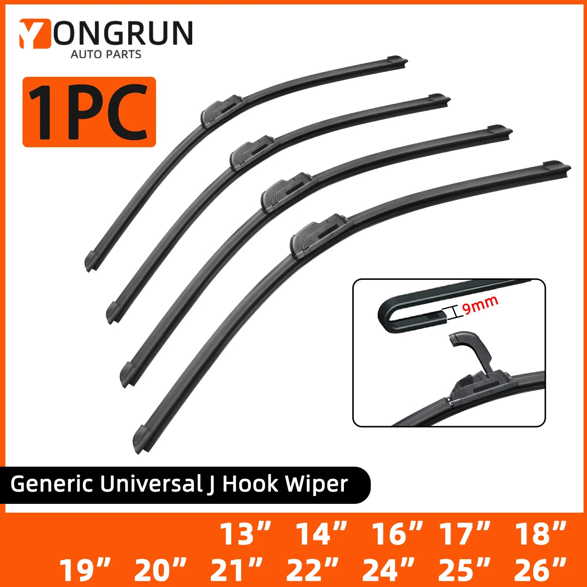 Universal Frameless J-Hook Car Windshield Wiper Blade