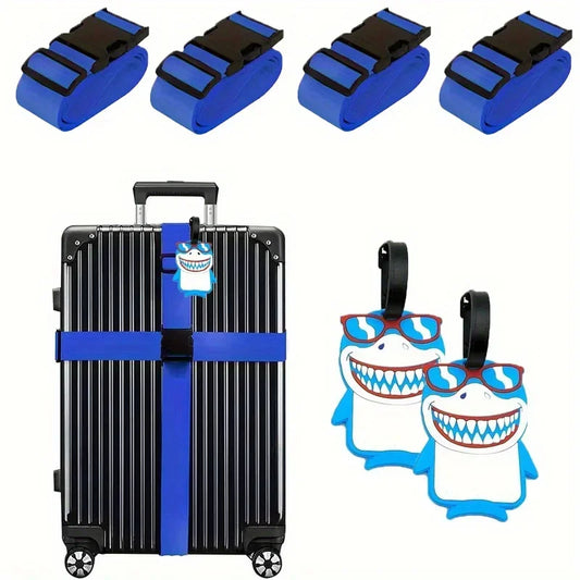 Adjustable Luggage Straps and Travel Tag Set for Suitcases