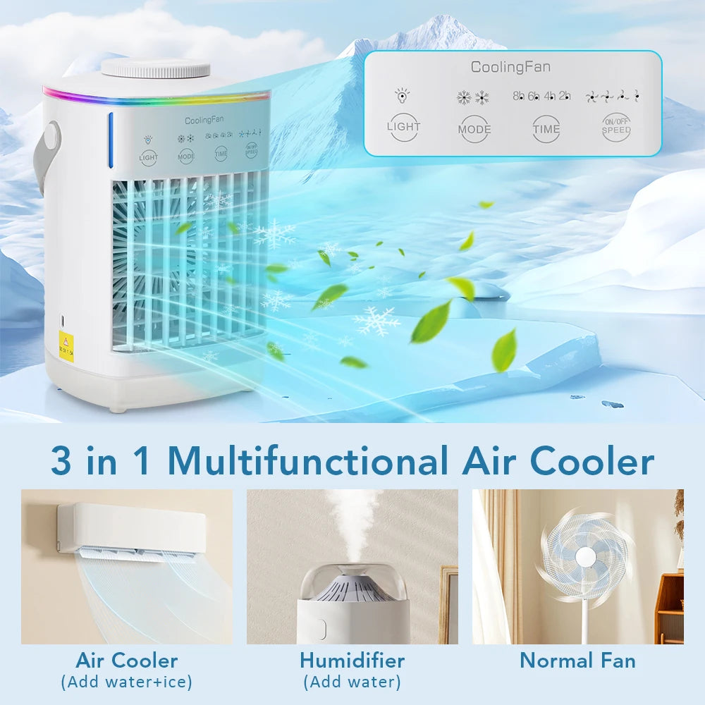 3-in-1 Portable Desktop Air Cooler and Humidifier Fan - 7