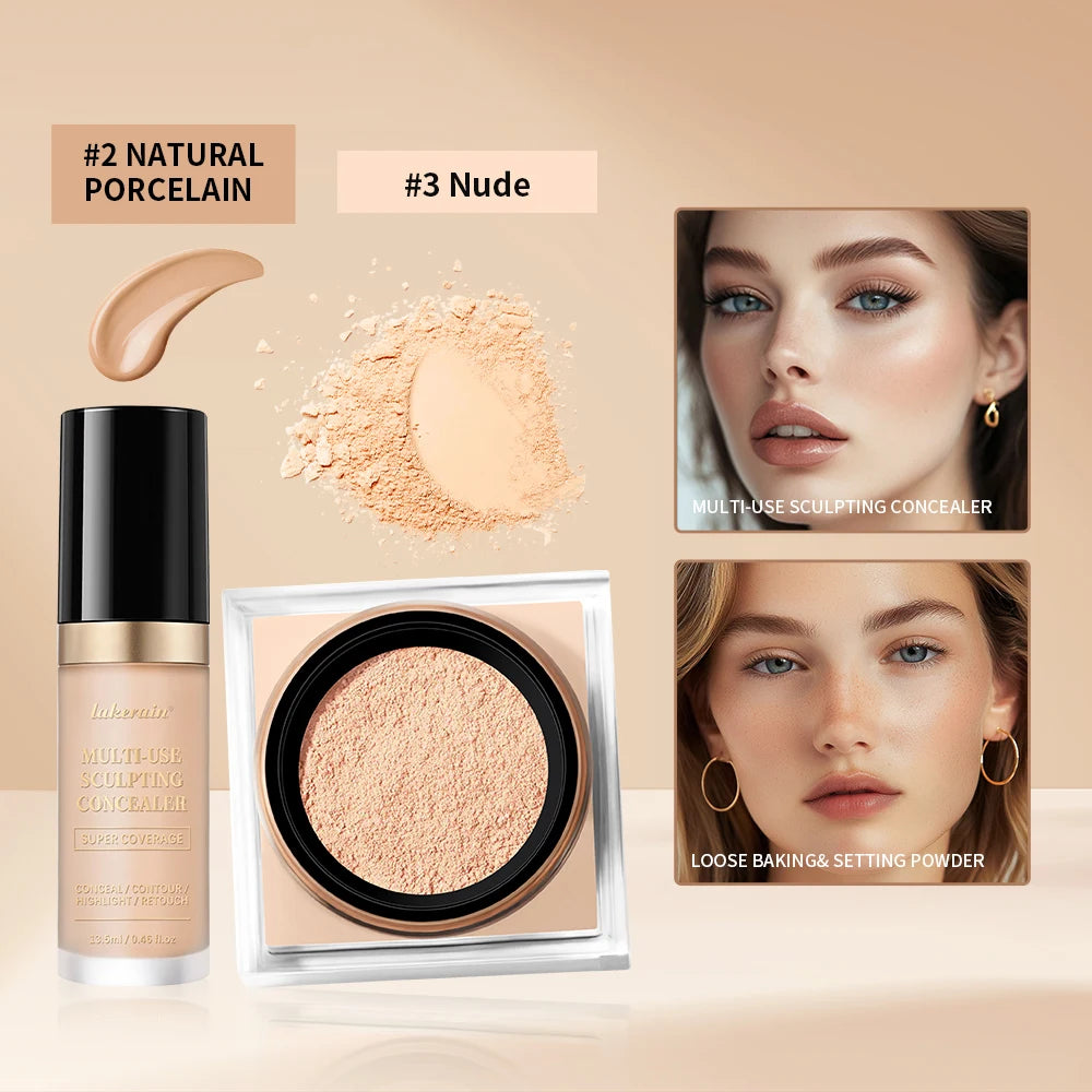 Face Makeup Concealer and Setting Powder Duo Set - 14
