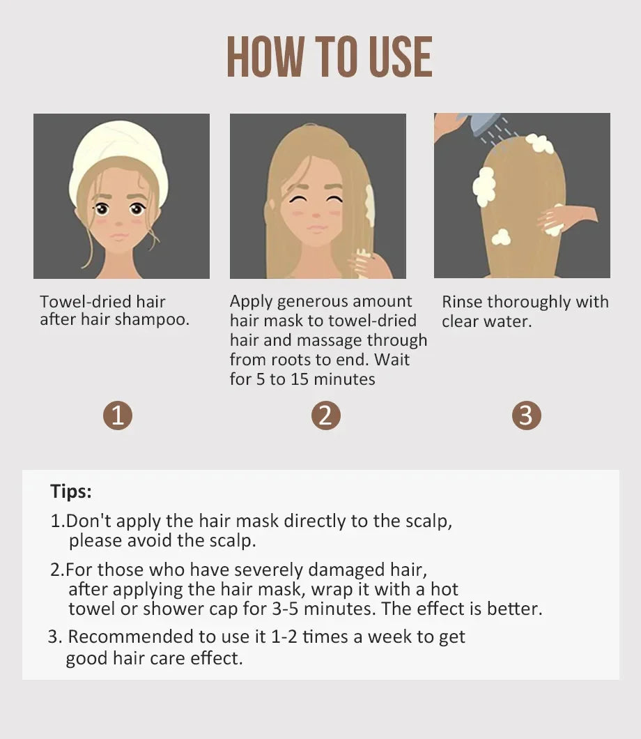 Deep Repair Keratin and Collagen Hair Mask for Smooth Shiny Hair