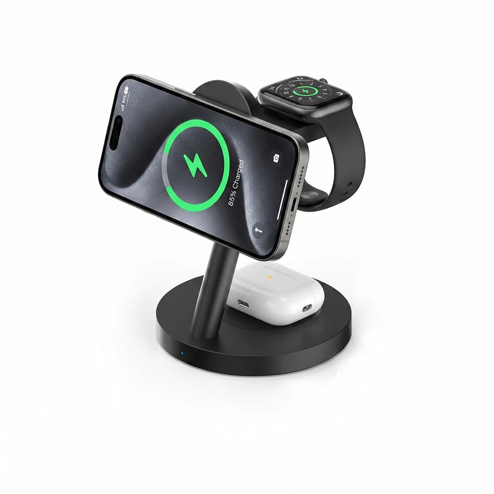 3-in-1 Magnetic Fast Wireless Charging Stand for Phone Watch and Earbuds - 4