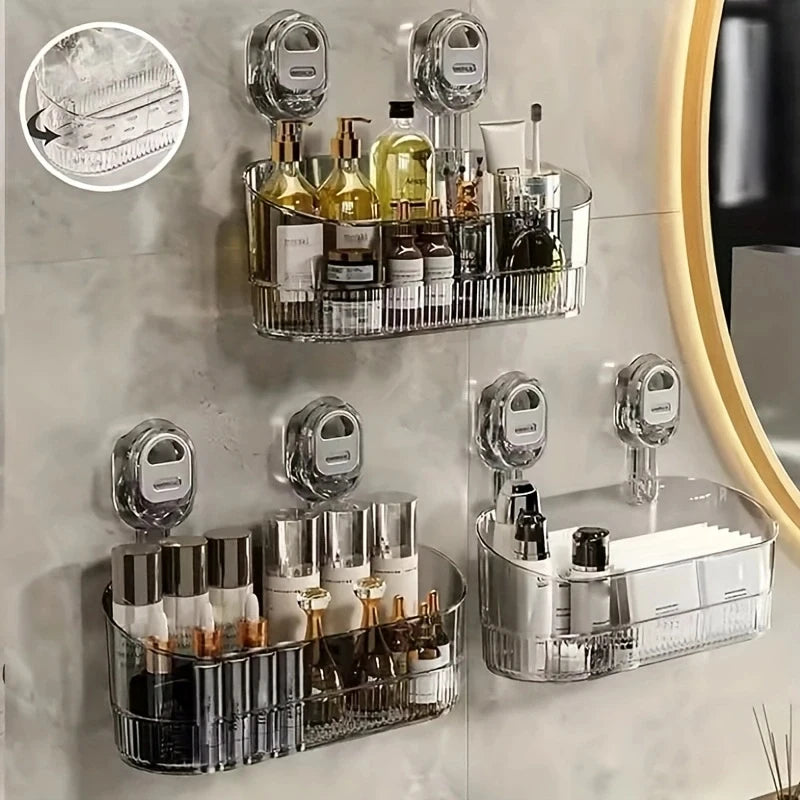 Punch-Free Suction Cup Bathroom Storage Shelf