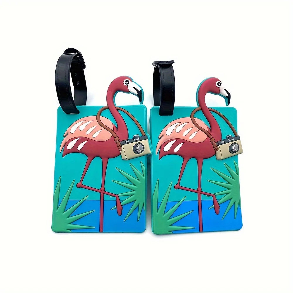 Cute Flamingo Luggage Tag Travel Bag Identifier and ID Holder