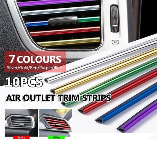 10PCS Car Air Vent Trim Strips Interior Decoration Outlet Moulding