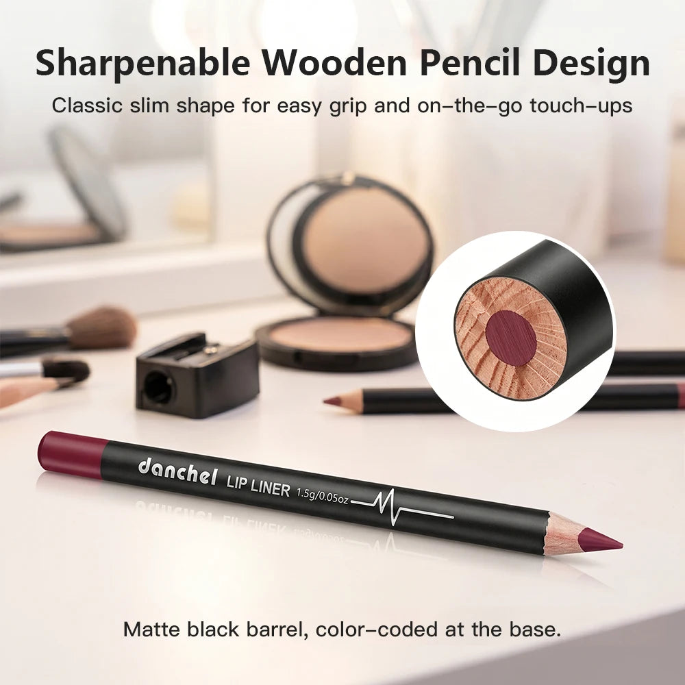 12-Piece Waterproof Semi-Matte Lip Liner Pencil Set - 9