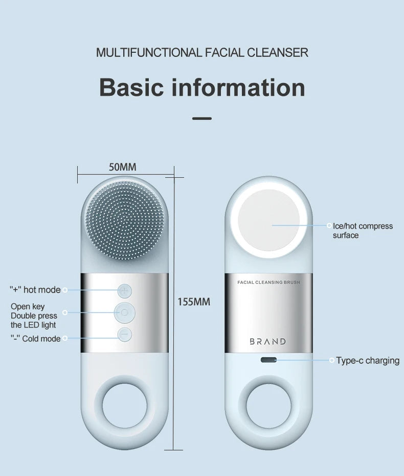 Heated and Cooling Sonic Facial Cleansing Brush