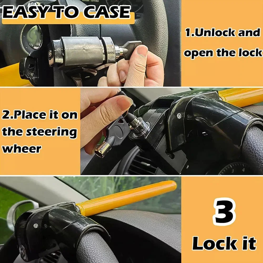 Heavy-Duty Universal Steering Wheel Lock Anti-Theft Device