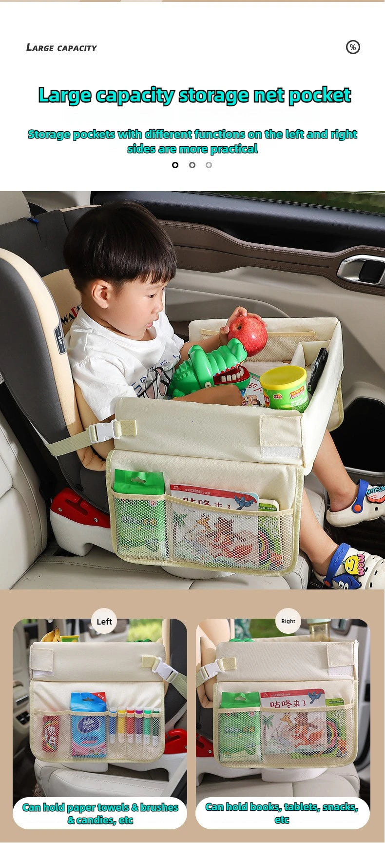 Foldable Kids Car Seat Travel Tray and Activity Table - 11