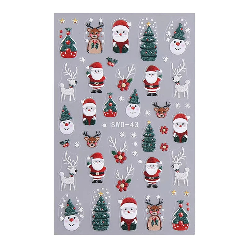 Christmas Cartoon Embossed Nail Art Stickers - 8
