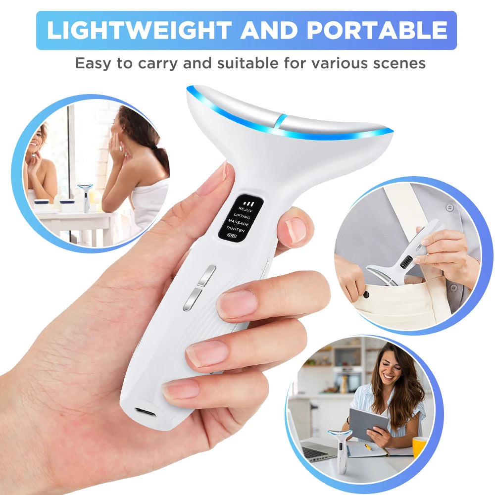 LED Face and Neck Skin Tightening Massage Device