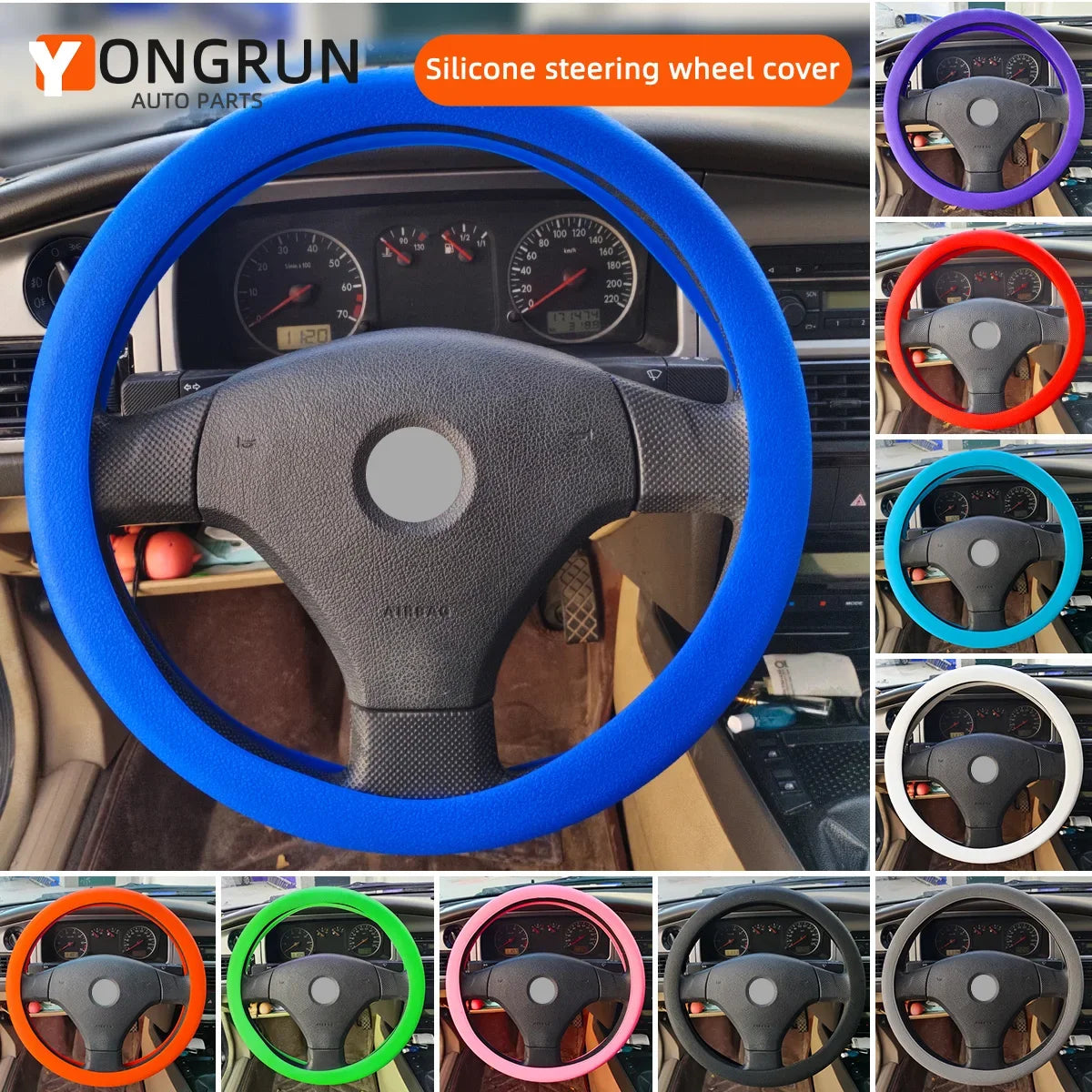 Non-Slip Elastic Silicone Steering Wheel Cover