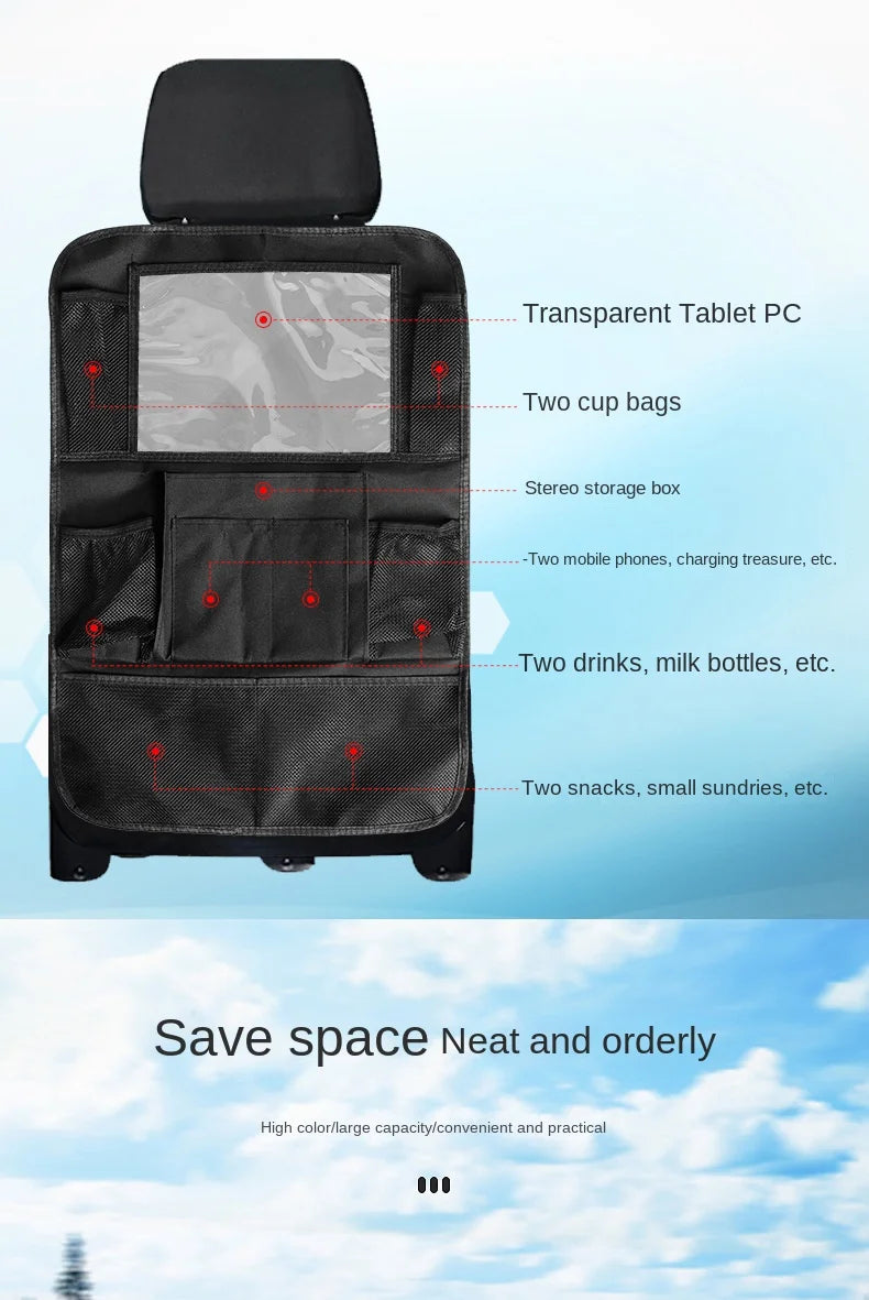 Car Backseat Organizer with Tablet Holder and Storage Pockets - 10