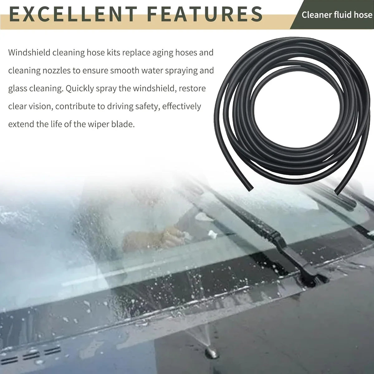 Universal Car Windshield Washer Hose and Connector Kit - 2