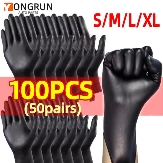 Black Disposable Nitrile Gloves Heavy Duty Protective Cleaning Work Gloves