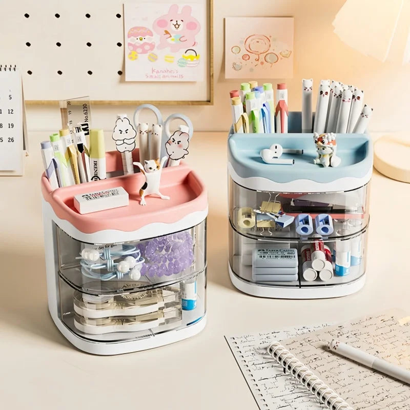 Multipurpose Desktop Organizer with Drawer for Stationery and Makeup - 9