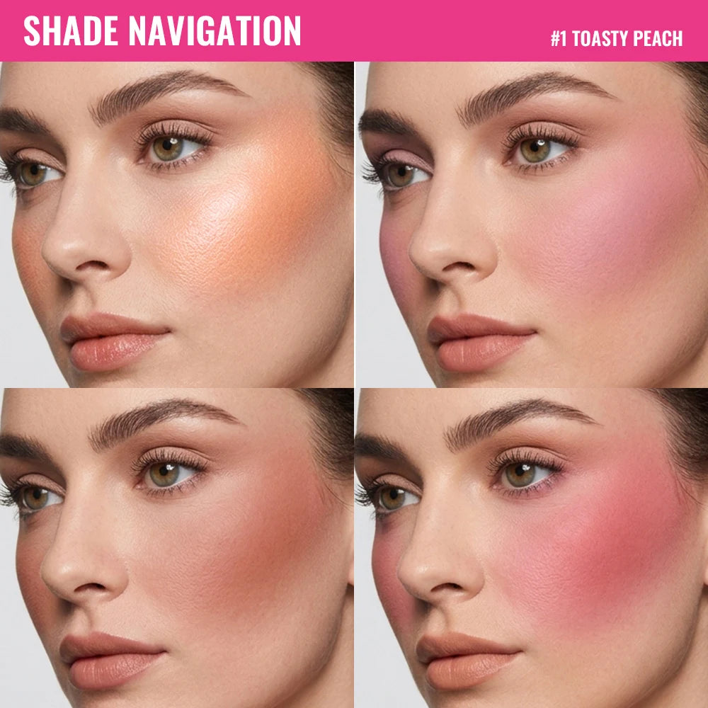 4-Color Matte Blush Palette with Makeup Brush