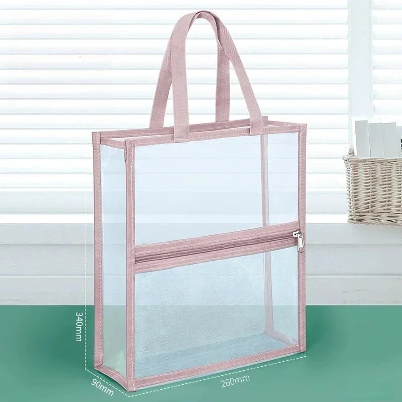 Transparent Mesh Document and Book Tote Bag for Students and Office
