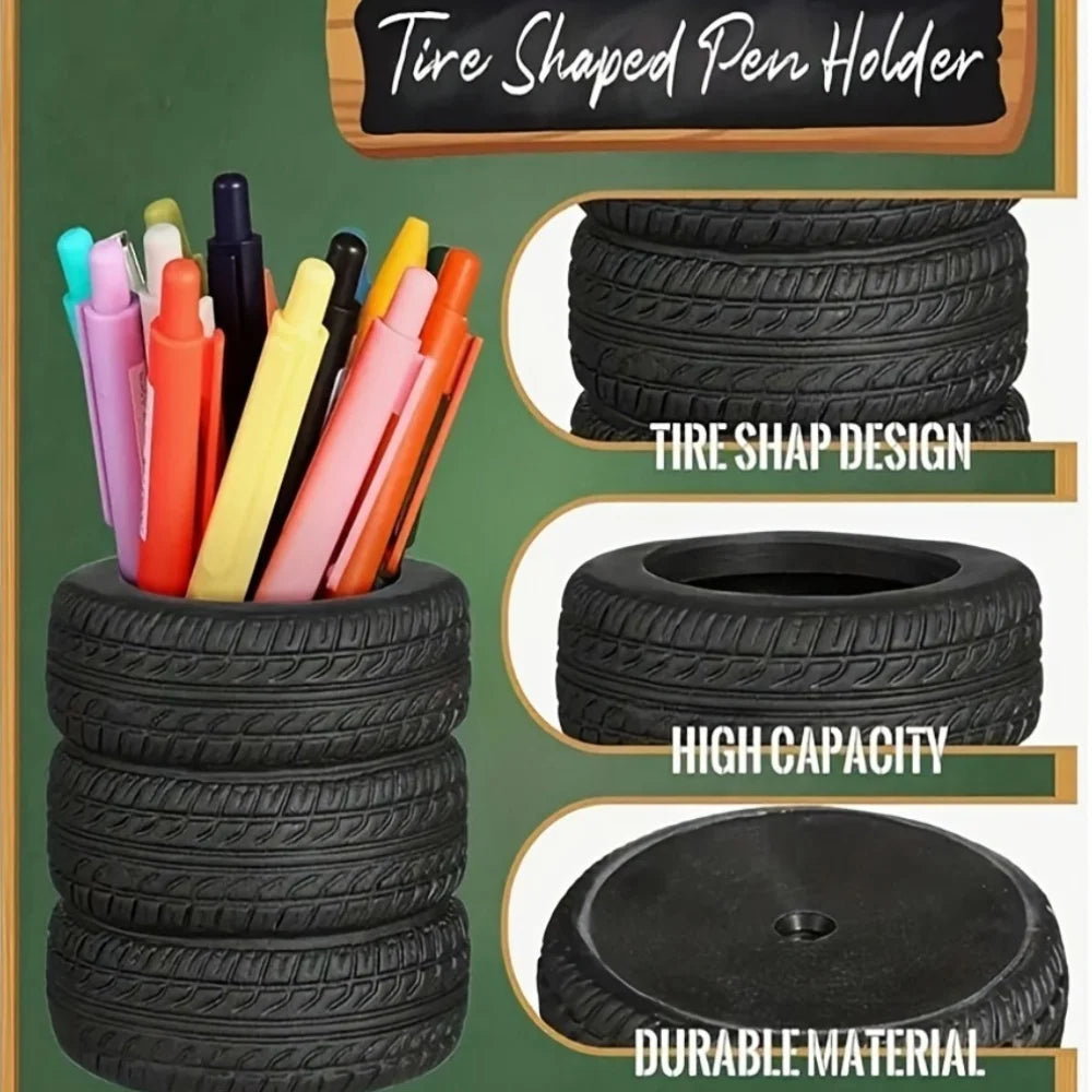 Creative Tyre Shape Desktop Pen Holder and Stationery Organizer