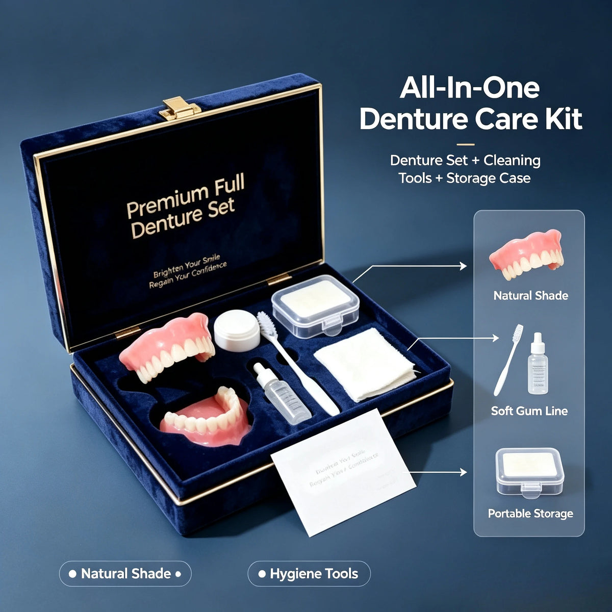 Comfort Silicone Full Mouth Denture and Dental Care Kit