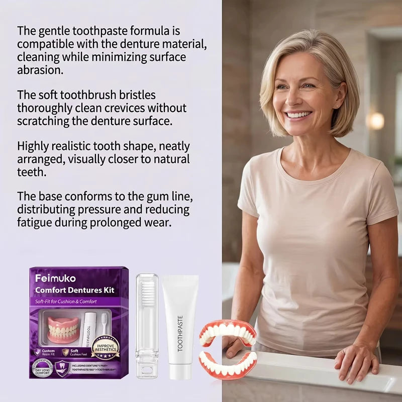 Comfort Fit Silicone Cosmetic Dentures for Instant Smile - 22