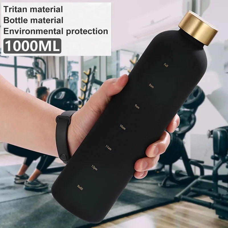 1L Motivational Water Bottle Leakproof Frosted Sport Hydration Flask