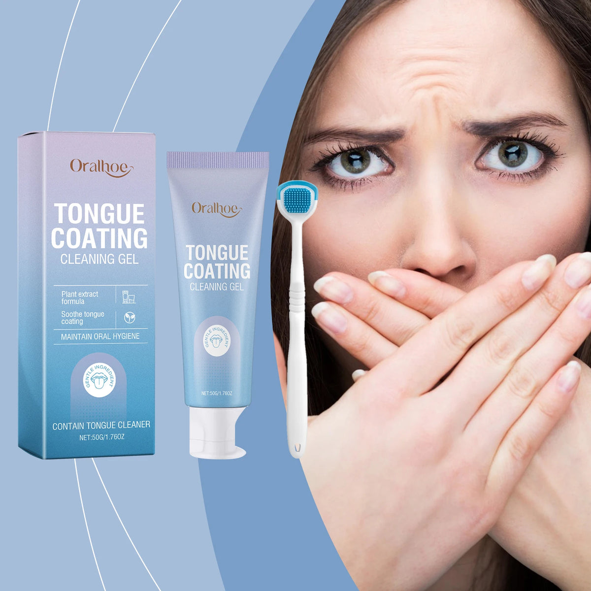 Tongue Cleaning Gel and Scraper Set for Fresh Breath