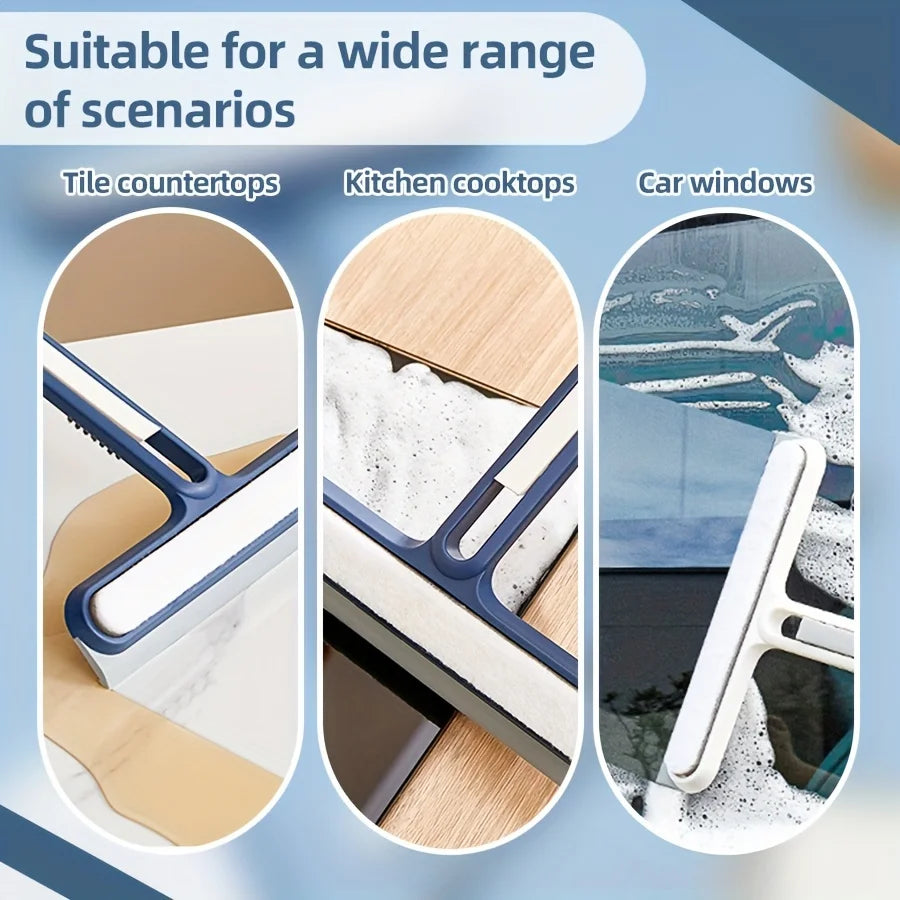 Multipurpose Silicone Glass Squeegee and Cleaning Brush Set - 2