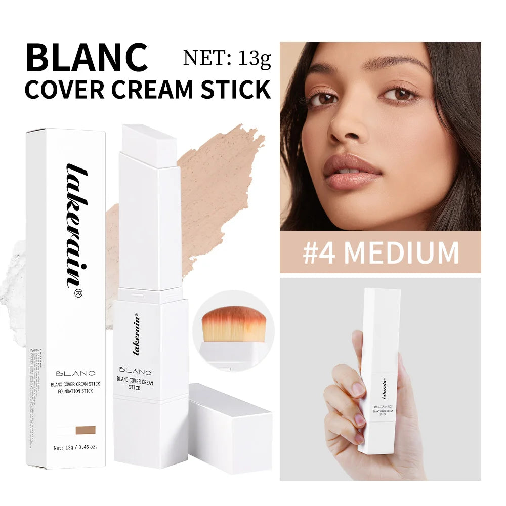 Full Coverage Cream Foundation Stick with Detachable Brush