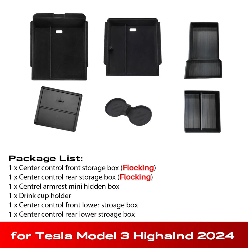 Center Console Armrest Storage Organizer for Model 3 Highland 2024-2025