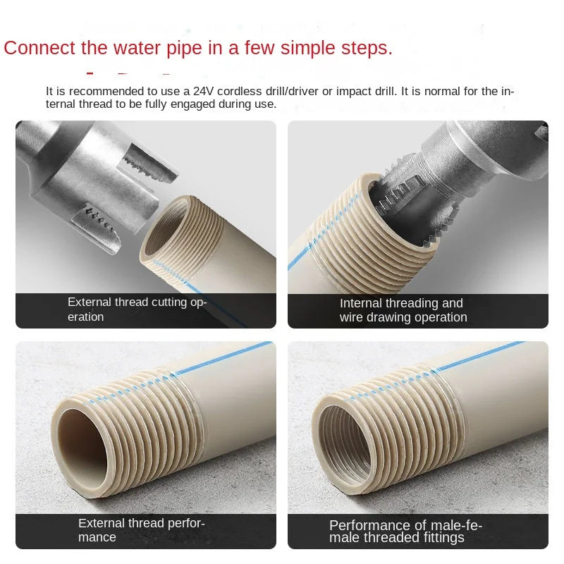 Electric Drill Pipe Threading Tool for PVC Pipes - 2