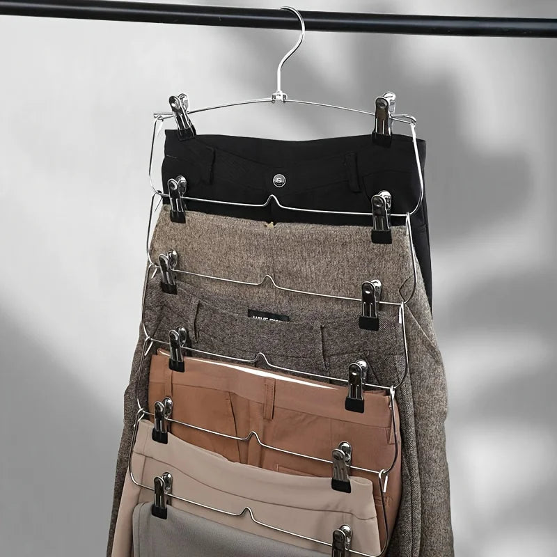 6-Tier Space Saving Skirt and Pant Hanger with Clips - 5