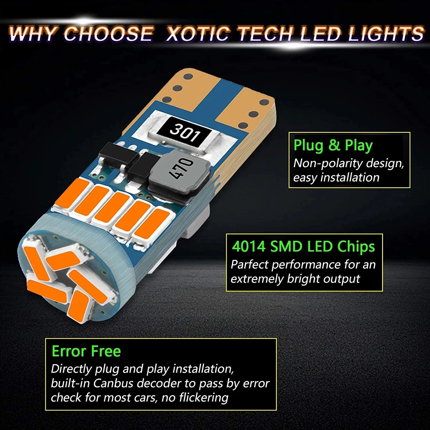 T10 W5W Universal LED Interior and Exterior Car Light Bulbs - 3