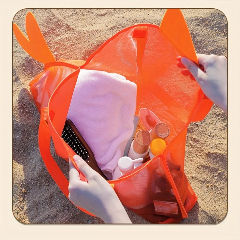 Large Foldable Mesh Beach Tote Bag for Family Vacation