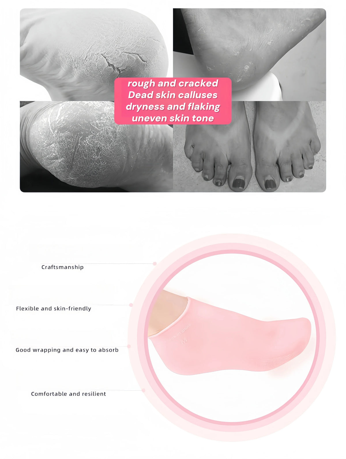 Silicone Moisturizing Socks for Dry Cracked Feet