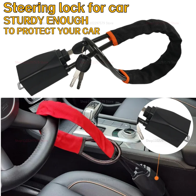 Heavy-Duty Steel Cable Steering Wheel Anti-Theft Security Lock