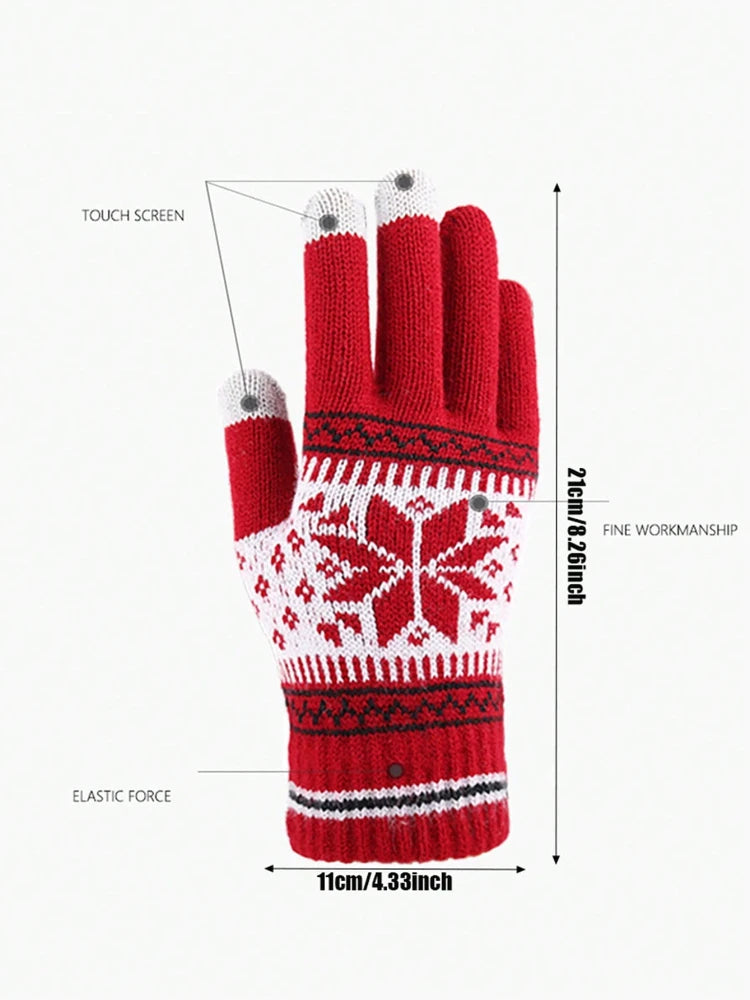 Touchscreen Snowflake Pattern Winter Gloves for Men and Women - 3