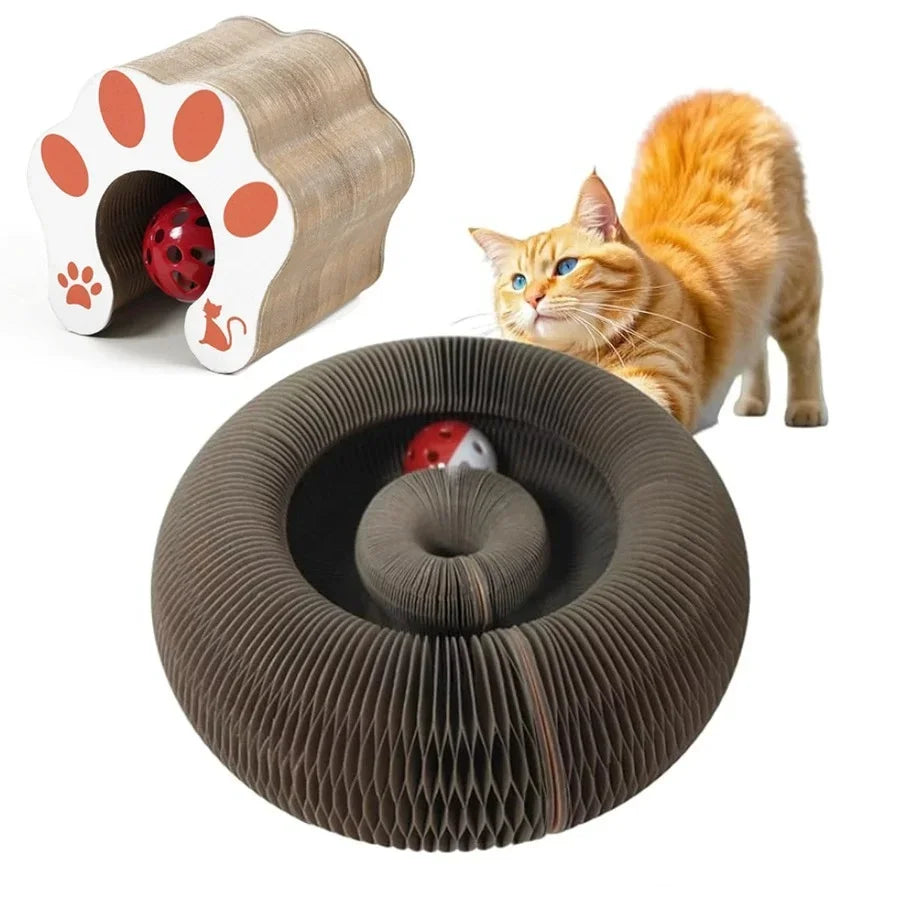 Interactive Foldable Cat Scratching Board with Play Ball - 7