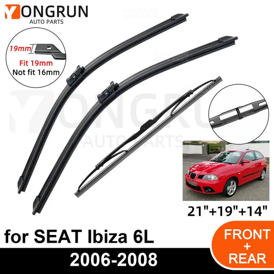 Front and Rear Windshield Wiper Blades for SEAT Ibiza 6L 2006-2008