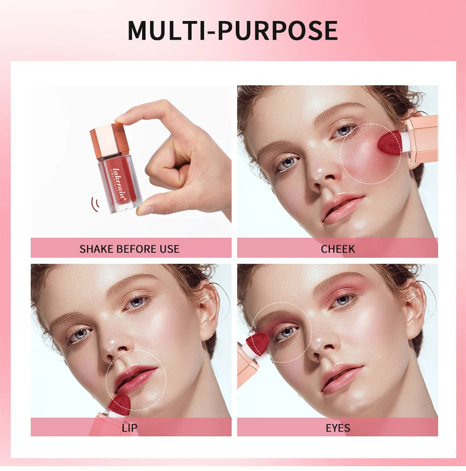 Waterproof Matte Liquid Blush with Mushroom Brush