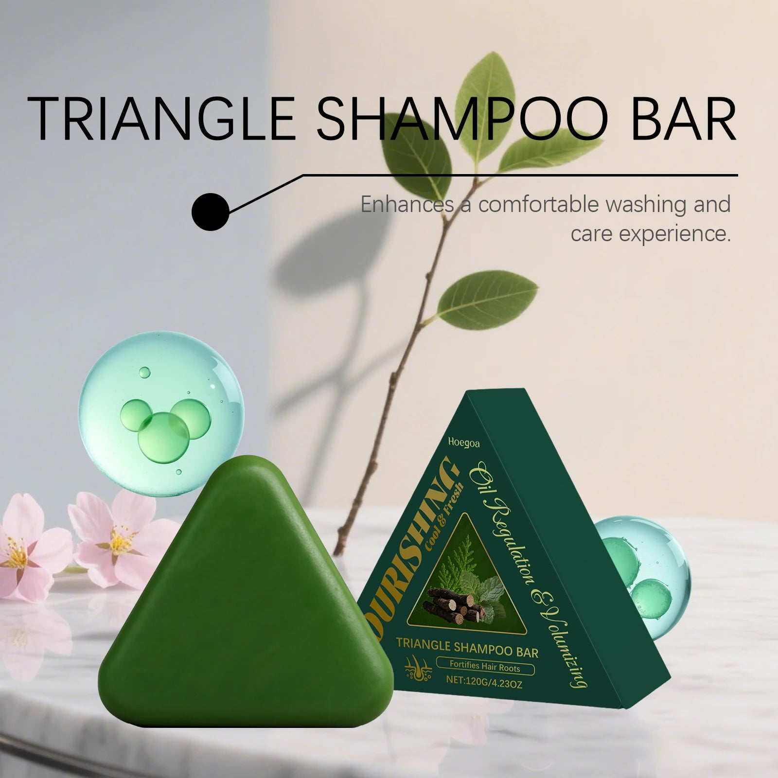 Herbal Triangle Hair Growth Shampoo Bar for Oil Control and Repair - 10