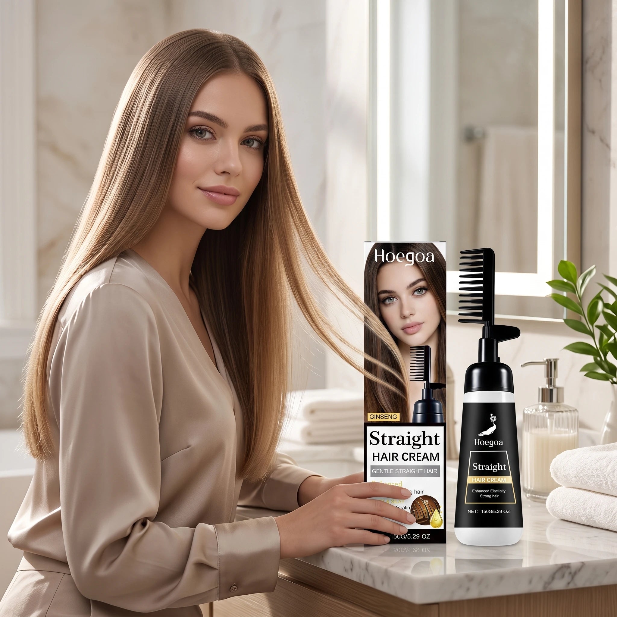 One-Step Hair Straightening Cream with Built-In Comb - 4