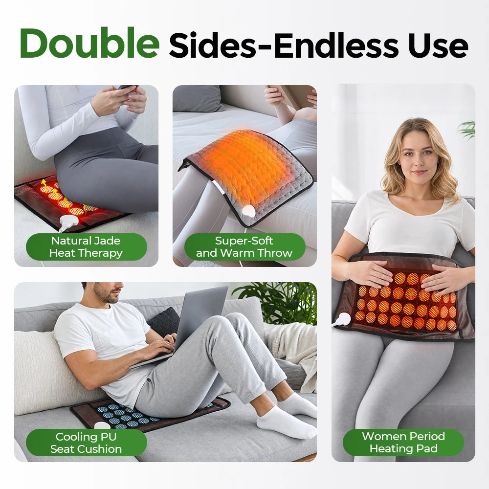 Dual-Sided Natural Jade Heating Pad for Pain Relief