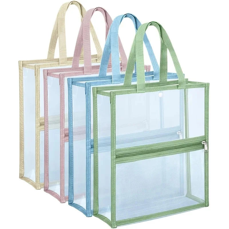 Transparent Mesh Document and Book Tote Bag for Students and Office