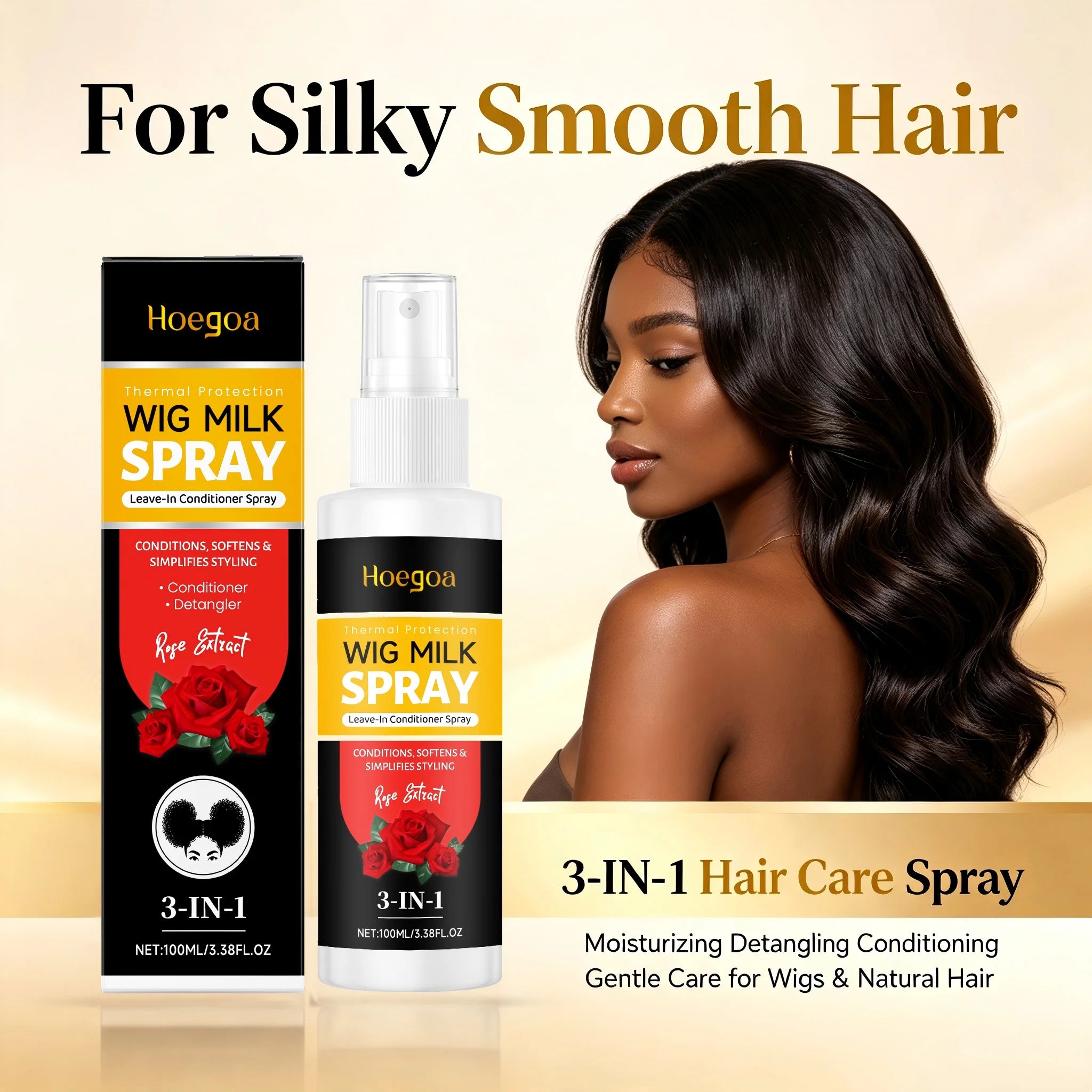 3-in-1 Rose Wig Conditioning and Detangling Spray - 1