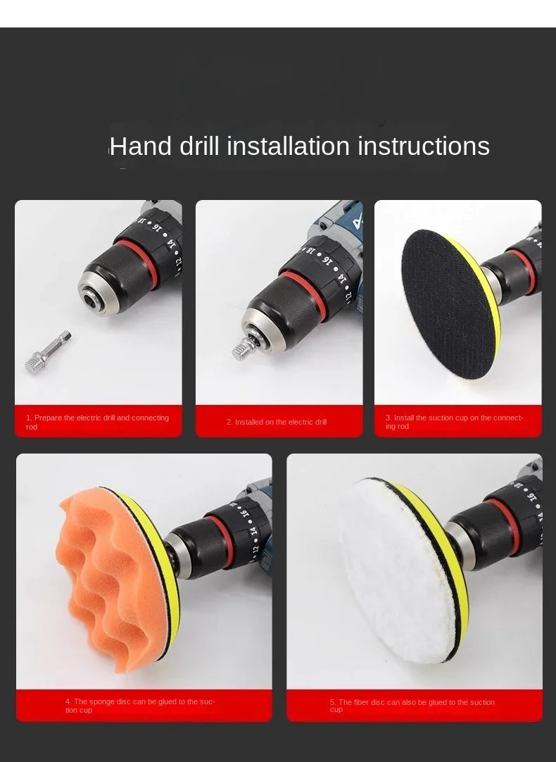 Car Polishing Sponge and Buffing Pad Drill Attachment Set - 15