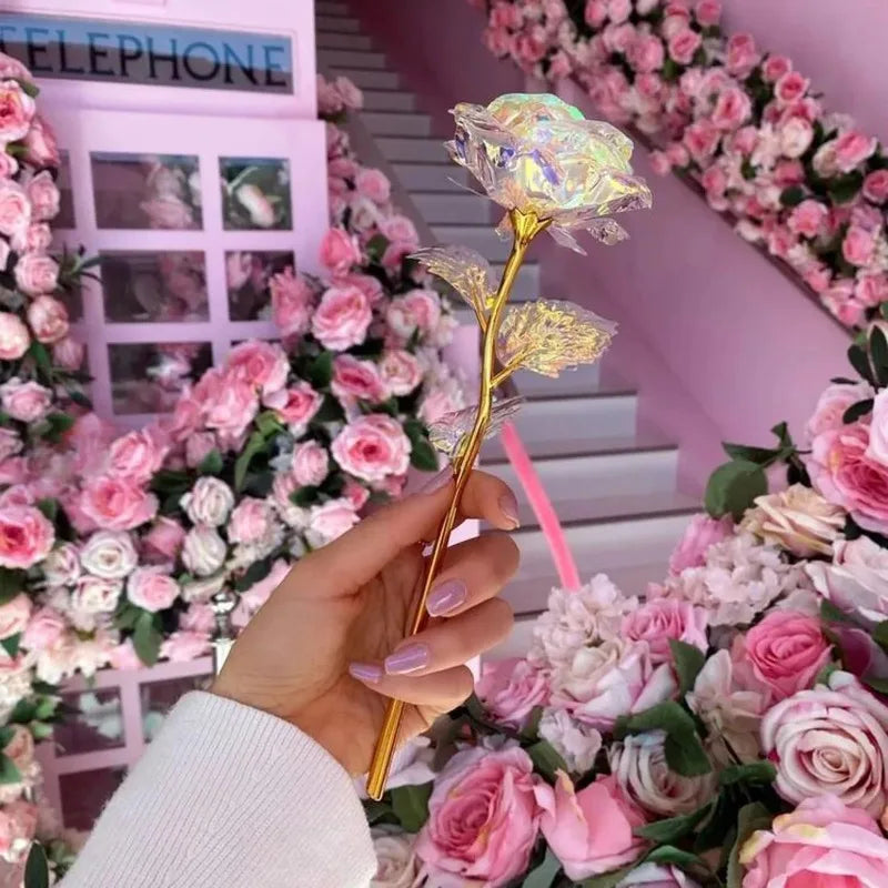Luminous Artificial Crystal Rose Bouquet for Romantic Occasions