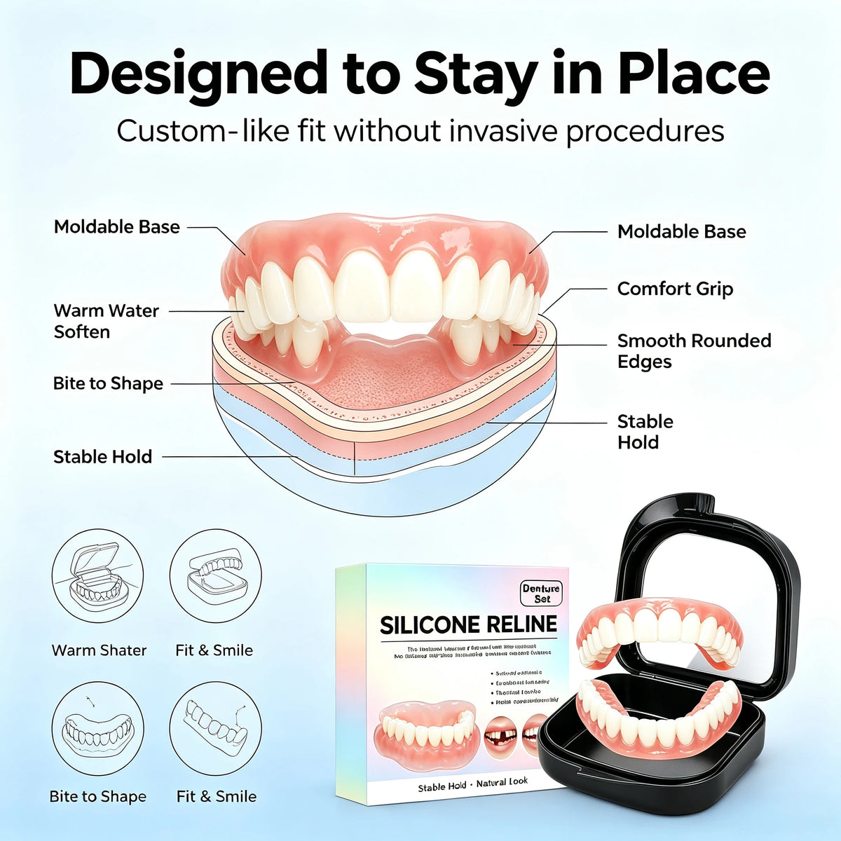 Comfort Fit Silicone Dentures for Instant Smile Restoration